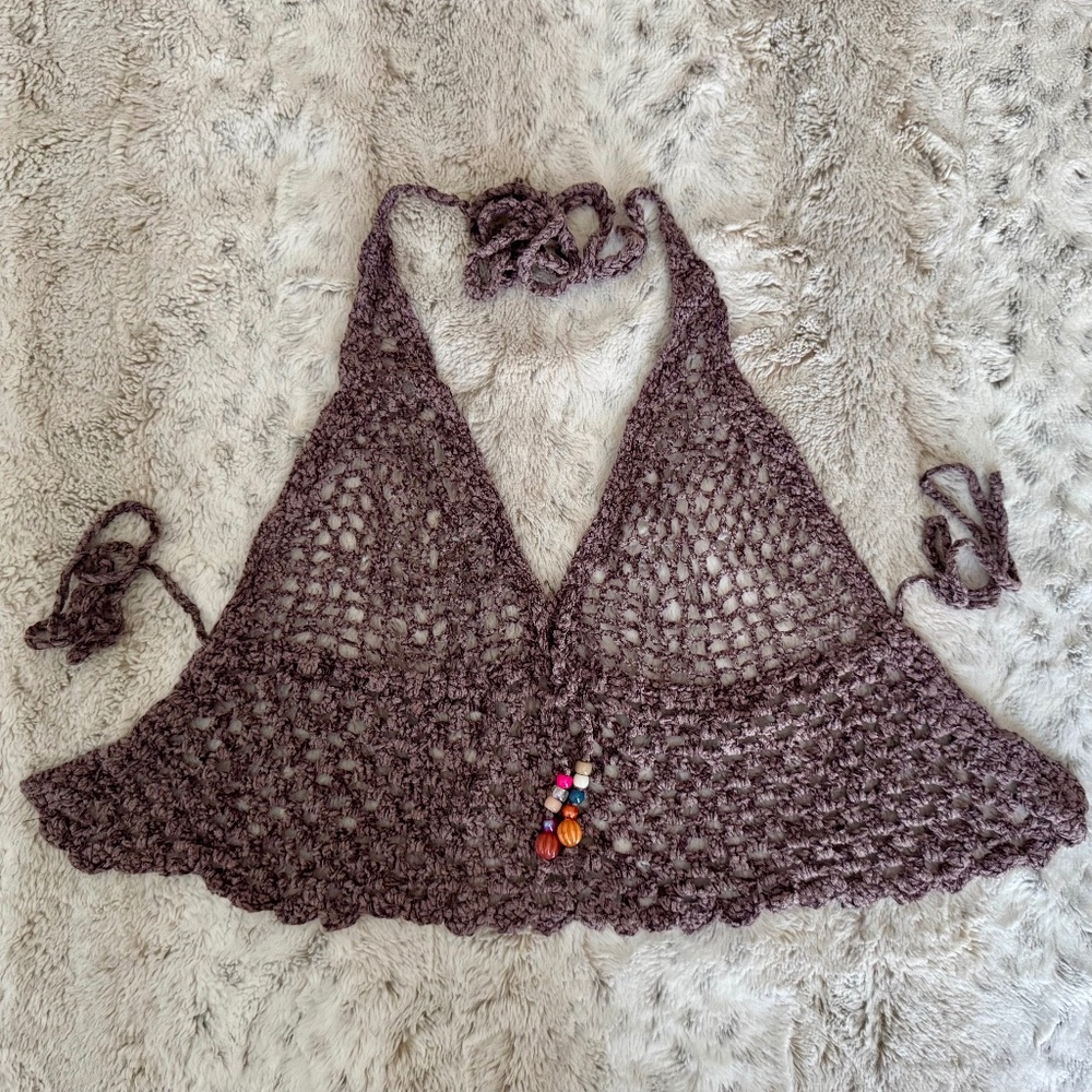 Plum Crochet Halter Top
